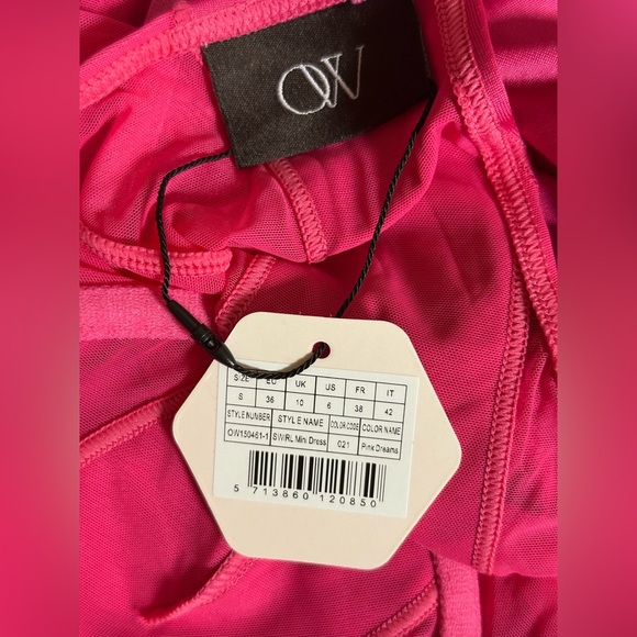 OW Collection Swirl Mini Dress in Pink Dreams mesh bodycon - Picture 7 of 7